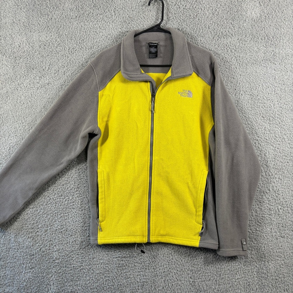 The North Face Mens FlashDry Fleece Jacket‎ Yellow Grey Colorblock Full Zip L